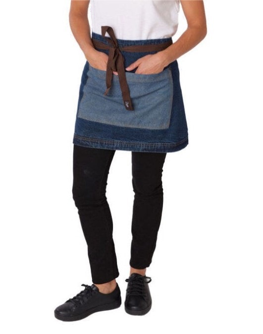 Denim Waist Apron Contrast Pocket